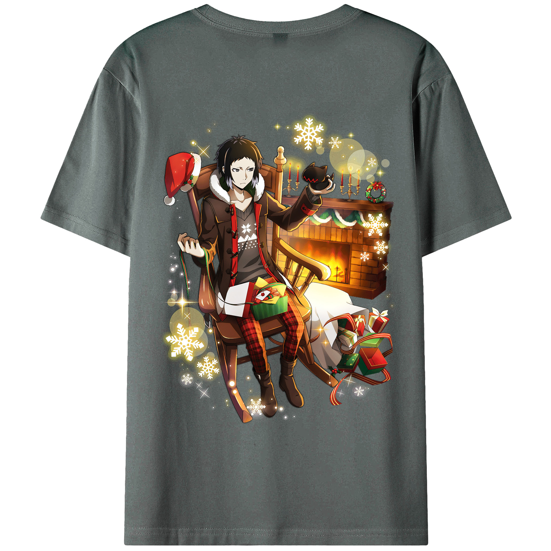 （画像用） 文豪ストレイドッグス Bungo Stray Dogs 綿100％ メンズ半袖Tシャツ（バックプリント） 通気性
